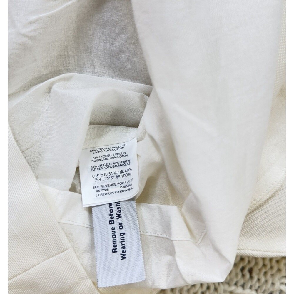J.Crew Collection Linen Blend Shift Dress White Embroidered Ruffle Size 10 - Picture 10 of 10